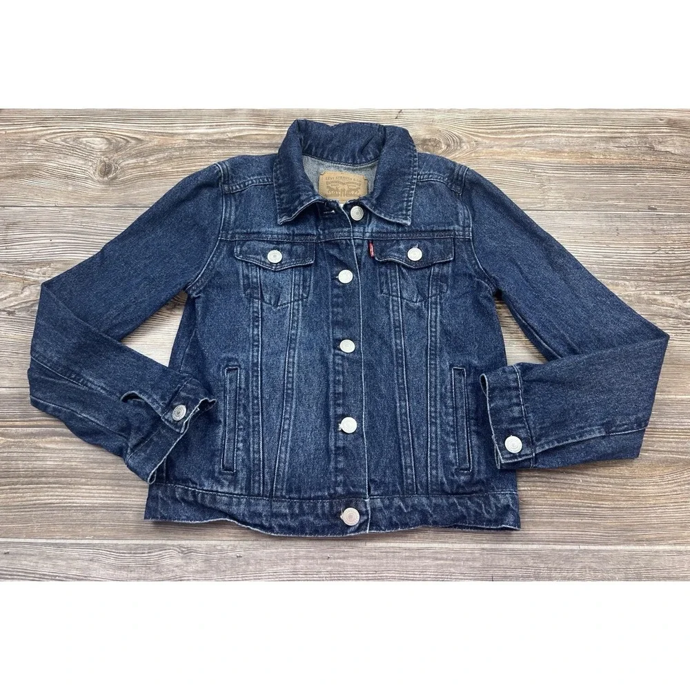Levi's Jean Jacket Boys Med 10/12 Trucker Red Tab Youth Blue Denim‎ 100% Cotton
